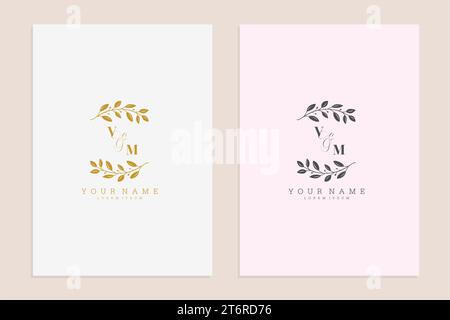 VM initial wedding floral simple modern vector graphic template Stock Vector