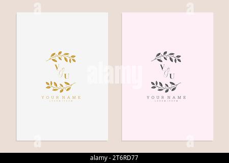 VU initial wedding floral simple modern vector graphic template Stock Vector