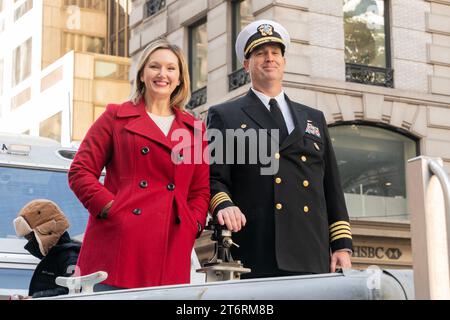 Commanding officer CAPT Kent Smith, USN Naval Weapons Station Earle and his wife Nikki attend 104th annual Veterans Day Parade on 5th Avenue in New York on November 11, 2023 Stock Photo