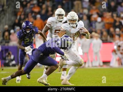 TCU safety Mark Perry (3) tackles SMU wide receiver Jordan Hudson (8 ...