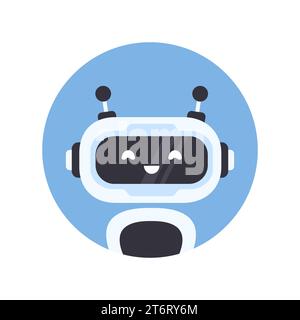 Robot chatbot icon. Online communication concept. AI assistant support. Artificial intelligence technology. Vector illustration in flat cartoon style Stock Vector