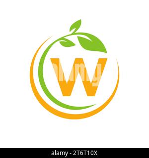 Eco Leaf Logo On Letter W Vector Template Stock Vector