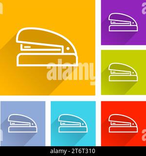 Illustration of stapler line icon with shadow Stock Vector