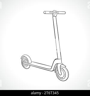 Illustration of electric scooter black sketch isolated Stock Vector