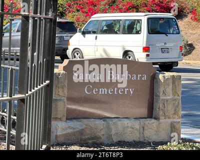 November 11, 2023, Santa Barbara, California, U.S: Santa Barbara Cemetery sign. (Credit Image: © Amy Katz/ZUMA Press Wire) EDITORIAL USAGE ONLY! Not for Commercial USAGE! Stock Photo