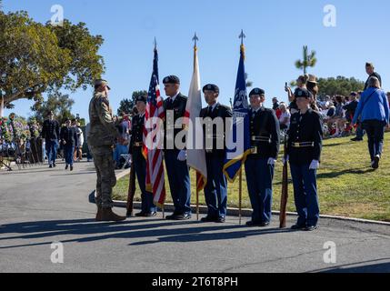 November 11, 2023, Santa Barbara, California, U.S: Color Guard at annual Veteranâ€™s Day Ceremony at Santa Barbara Cemetery, â€œHonoring all who have servedâ€, hosted by Pierre Claeyssenâ€™s Veterans Foundation. (Credit Image: © Amy Katz/ZUMA Press Wire) EDITORIAL USAGE ONLY! Not for Commercial USAGE! Stock Photo