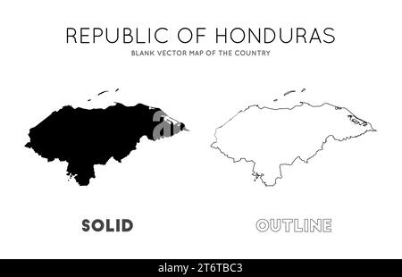 Honduras map. Blank vector map of the Country. Borders of Honduras for your infographic. Vector illustration. Stock Vector