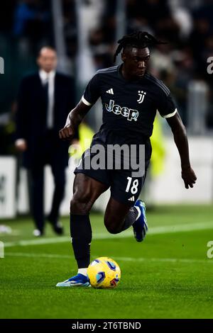 Moise Kean of Juventus FC in action during the Serie A football match between Juventus FC and Cagliari Calcio. Stock Photo