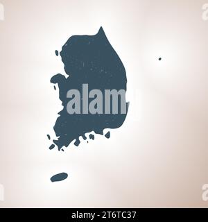 South Korea shape on gradient background. Country map with scratch texture . South Korea vibrant poster. Radiant vector illustration. Stock Vector