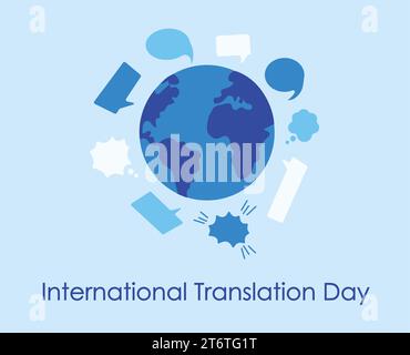 International translation day globe speech bubbles representing various languages illustration Stock Vector