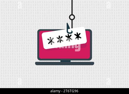 Hacker stealing data information from computer illustration Stock Vector