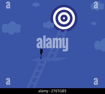 Achieving goal by climbing stairs illustration Stock Vector