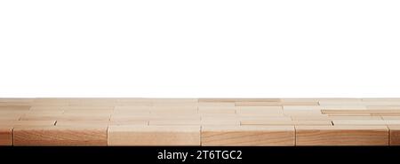 Wood table top on white background Stock Photo