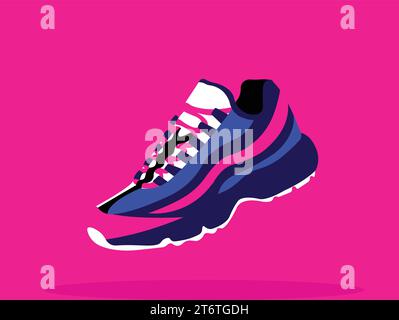 Sneakers illustration, shoe floating in air Stock Vector
