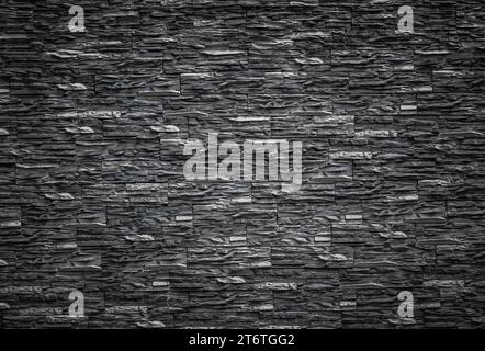 Black brick wall, grunge dark background for design Stock Photo