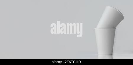 White Paper Cups on a white background. Stock Photo
