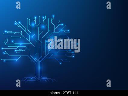 Renewable energy technology A tree that has branch lines. It represents the use of renewable energy to preserve the environment. Reduce global warming Stock Vector