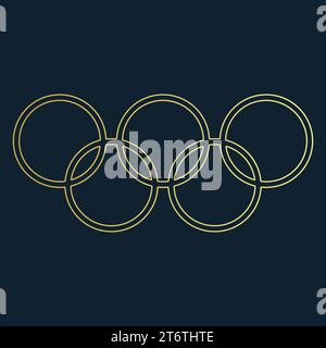Gold Olympic rings and Dark Background, Vector Illustration Abstract Editable image Stock Vector