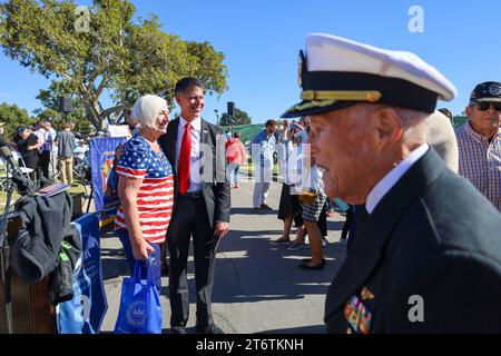 November 11, 2023, Santa Barbara, California, U.S: Several hundred people attended the annual Veteranâ€™s Day Ceremony at Santa Barbara Cemetery, â€œHonoring all who have servedâ€, hosted by Pierre Claeyssenâ€™s Veterans Foundation. (Credit Image: © Amy Katz/ZUMA Press Wire) EDITORIAL USAGE ONLY! Not for Commercial USAGE! Stock Photo