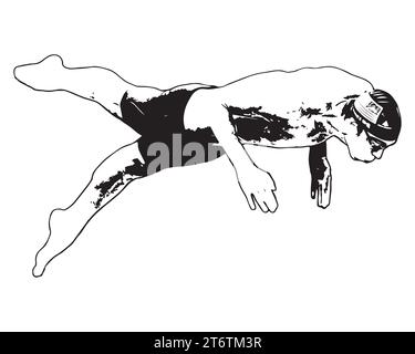 Michael Phelps American swimmer Jumping Action with Background, Vector Illustration Abstract Editable image Stock Vector