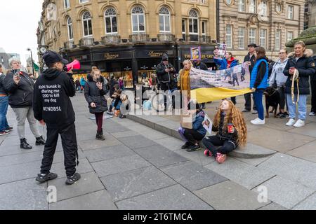 Newcastle upon Tyne, UK. 11th November 2023. Protest appealing for an end to Breed Specific Legislation, as XL Bully breed of dog ownership will become a criminal offence in England and Wales without a certificate of exemption, from 31st January 2024. Credt: Hazel Plater/Ģ����ý Live News Stock Photo