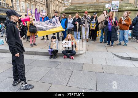 Newcastle upon Tyne, UK. 11th November 2023. Protest appealing for an end to Breed Specific Legislation, as XL Bully breed of dog ownership will become a criminal offence in England and Wales without a certificate of exemption, from 31st January 2024. Credt: Hazel Plater/Ģ����ý Live News Stock Photo