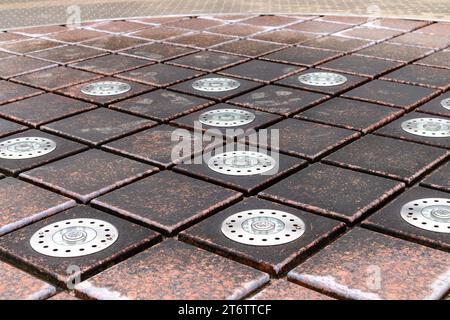 Metal paver stone pavers without water Stock Photo
