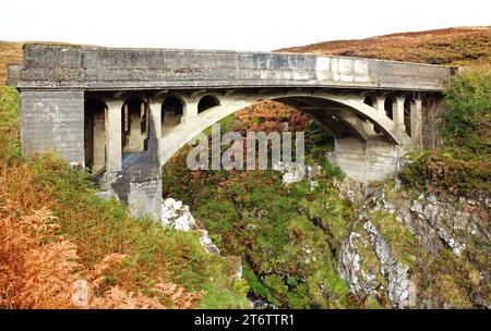 The Bridge to Nowhere at the termination of the uncompleted B859 road to Ness north of Tolsta on the Isle of Lewis, Outer Hebrides, Scotland. Stock Photo