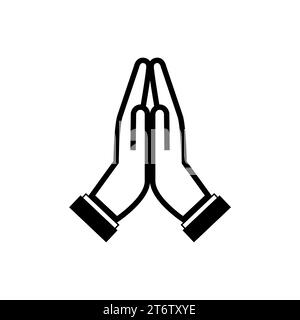 Prayer Icon Images. Free hands and gestures vector drawing on white background. Prayer icon simple style Stock Photo
