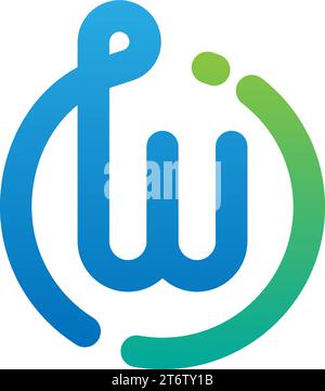WI initial monogram logo design in a rectangular style with curved side ...