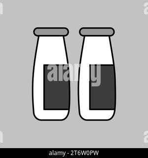 Drinkable yoghurt bottle vector grayscale icon. Dairy product sign. Graph symbol for cooking web site and apps design, logo, app, UI Stock Vector