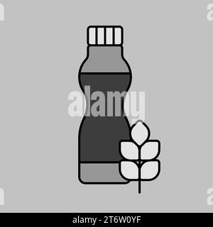 Drinkable yoghurt bottle with flavor cereal vector grayscale icon. Dairy product sign. Graph symbol for cooking web site and apps design, logo, app, U Stock Vector