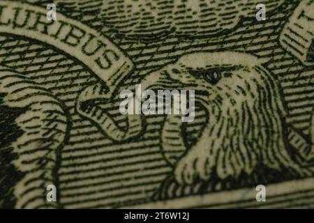 A high-resolution, close-up shot of the back side of a one-dollar bill Stock Photo