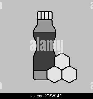 Drinkable yoghurt bottle with flavor honey vector grayscale icon. Dairy product sign. Graph symbol for cooking web site and apps design, logo, app, UI Stock Vector