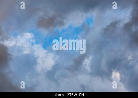 overcast sky, full-frame gray clouds background and texture Stock Photo