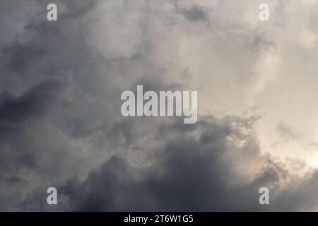 overcast sky, full-frame gray clouds background and texture Stock Photo