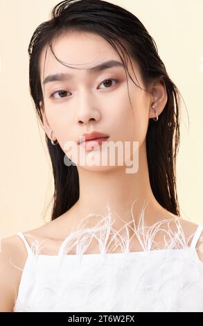 Asian women's faces are beautified with cosmetics, faces for advertising Stock Photo