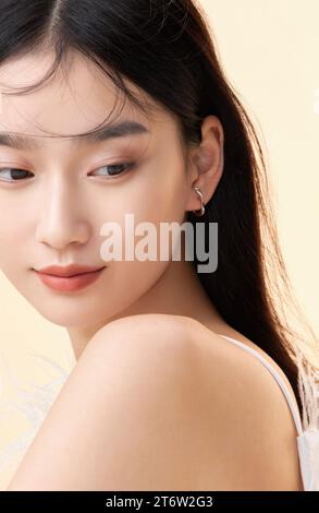 Asian women's faces are beautified with cosmetics, faces for advertising Stock Photo