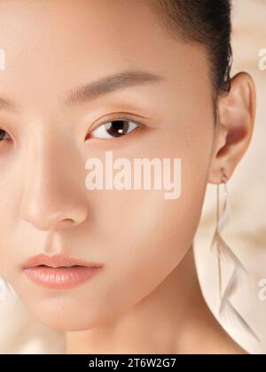 Asian women's faces are beautified with cosmetics, faces for advertising Stock Photo