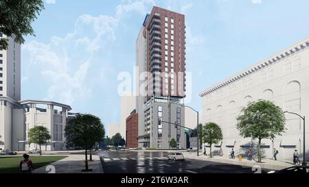 Residential high rise building, Modern skyscraper buildings 3d ...