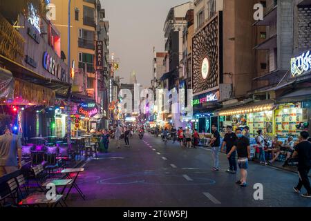 Early evening on Bui Vien Walking Street, a nightlife and entertainment hotspot in Ho Chi Minh City, Vietnam Stock Photo