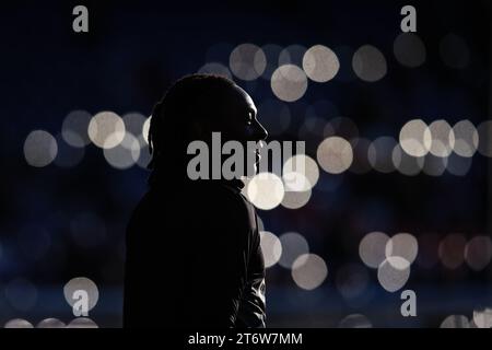 LONDON, UK - 11th Nov 2023:  Eberechi Eze of Crystal Palace during the pre-match warm-up ahead of the Premier League match between Crystal Palace F.C. Stock Photo