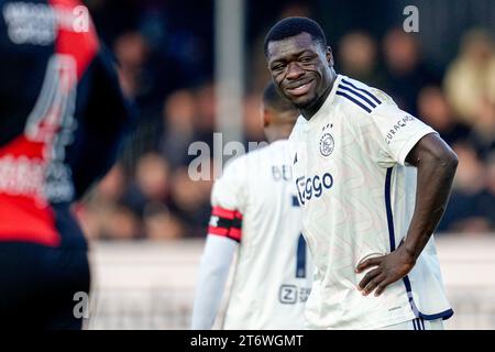 Almere, Netherlands. 12th Nov, 2023. ALMERE, NETHERLANDS - NOVEMBER 12: Brian Brobbey of AFC Ajax smiles during the Dutch Eredivisie match between Almere City FC and AFC Ajac at Yanmar Stadion on November 12, 2023 in Almere, Netherlands. (Photo by Patrick Goosen/Orange Pictures) Credit: Orange Pics BV/Alamy Live News Stock Photo