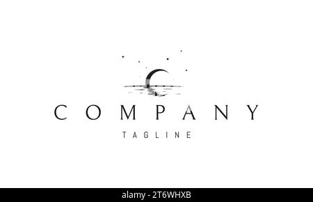 A vector logo with an abstract image of the moon reflecting on a river. Stock Vector