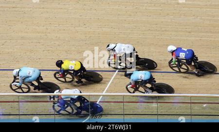 Track Cycling Champions League, Lee Valley Velodrome London UK. Women's Keirin - Final, 11th December 2023 Stock Photo