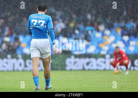 Khvicha Kvaratskhelia of SSC Napoli dejection  at the end of the Serie A football match between SSC Napoli and Empoli FC at Diego Armando Maradona stadium in Naples (Italy), November 12th, 2023. Stock Photo