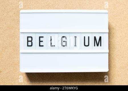 Lightbox with word belgium on wood background Stock Photo