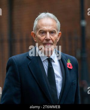 November 12, 2023, London, England, United Kingdom: Former UK Prime Minister TONY BLAIR arrives at Downing Street ahead of Remembrance Sunday ceremony. (Credit Image: © Tayfun Salci/ZUMA Press Wire) EDITORIAL USAGE ONLY! Not for Commercial USAGE! Stock Photo