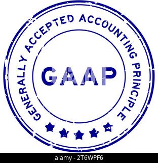 Grunge blue GAAP Generally accepted accounting principles word round rubber seal stamp on white background Stock Vector