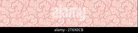Brain pink gyri seamless pattern. Thinking and mental processes with creative ideas emotional stress and burnout vector emotions Stock Vector